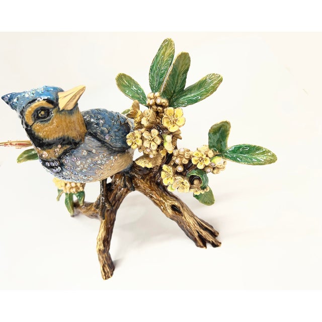 Metal Jay Strongwater Swarovski Encrusted Anderson Courbett Blue Jay and Butterfly - Flora and Fauna Collection For Sale - Image 7 of 18