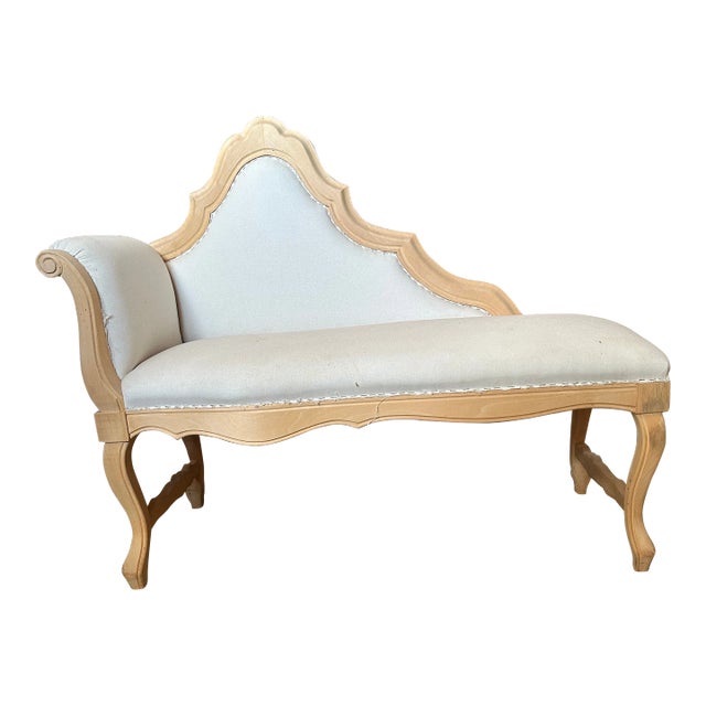 Italian Artisanal Little White Sofa in Natural Wood For Sale