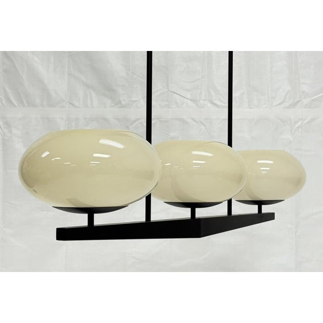 Marian Jamieson "Spyglass" Chandelier Antique Brass Shell White Glass For Sale - Image 10 of 18