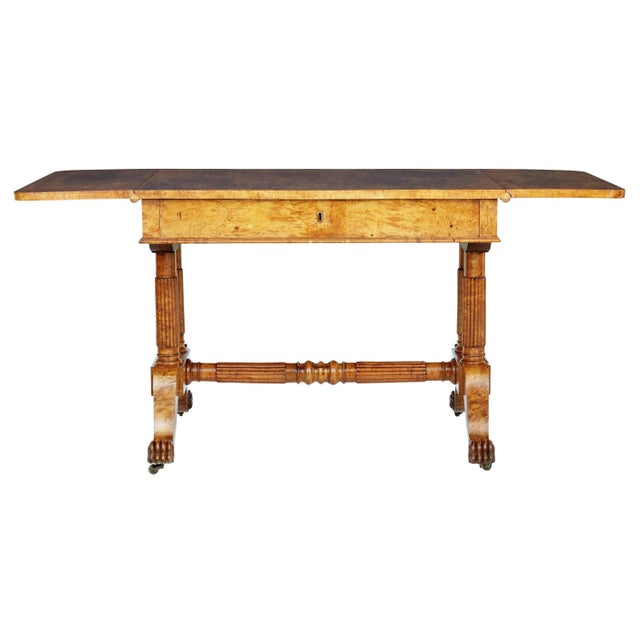 Antique Biedermeier Sofa Table in Burr Birch, 1825 For Sale - Image 10 of 11