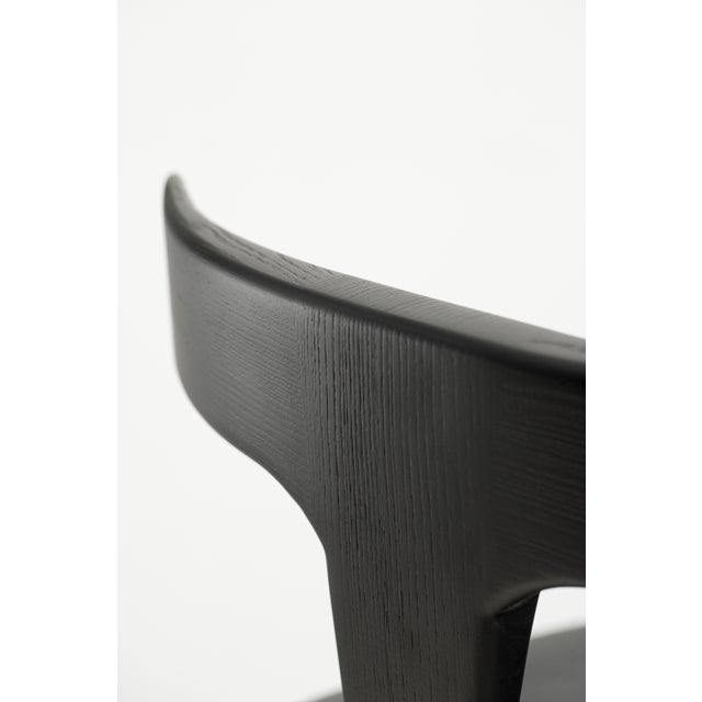 Modern Style Ash Solid Wood Counter Chair With Back in Black Color For Sale - Image 11 of 11