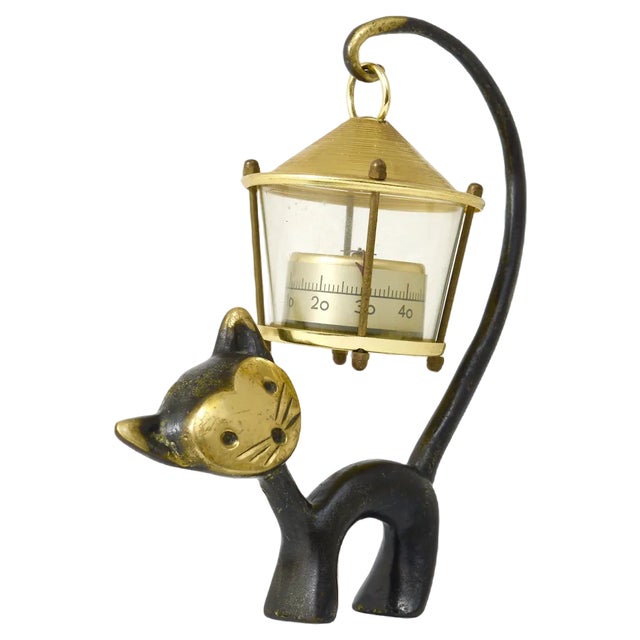 Cat Figurine with Thermometer by Walter Bosse for Hertha Baller, Austria, 1950s For Sale