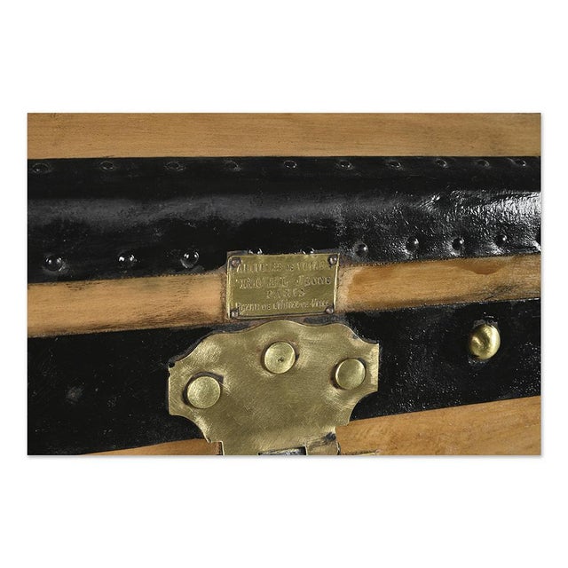 Parisian Reinforced Wooden Transport Trunk, 1800s For Sale - Image 6 of 7