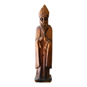 Vintage Mexican Folk Santo Style Hand Carved Wooden Religious Figure