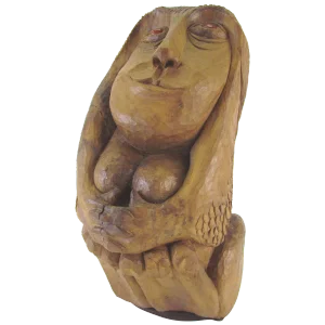 Carved Wood Mid-Century Sculpture of a Female Form by Diane Derrick