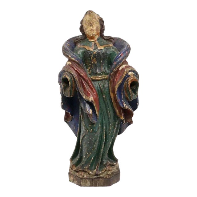 18th Century French/Spanish Baroque Painted Chestnut Saint Reliquary Statue For Sale