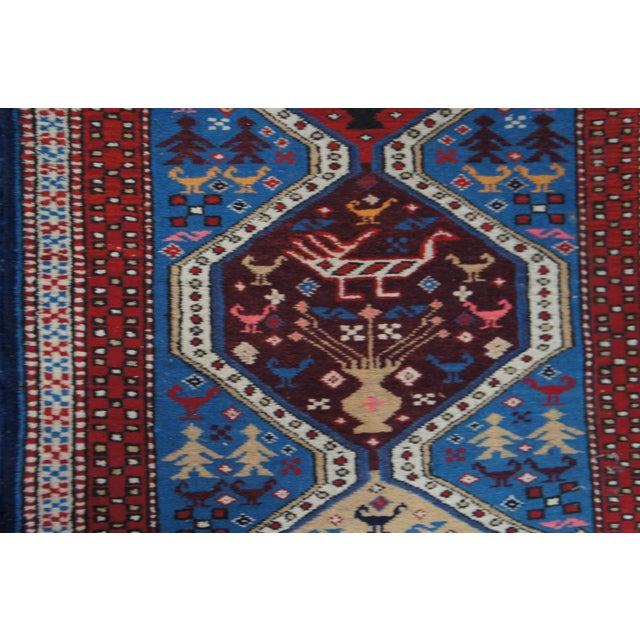 Hand Knotted Wool Geometric Diamond Medallion Tribal Animal Rug Runner 3' X 12' For Sale - Image 4 of 14