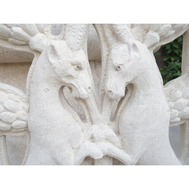 Early 21st Century Carved and Pierced Italian Limestone Plaque of Rampant Ibex For Sale - Image 5 of 12