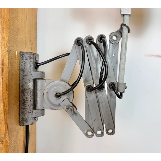 Industrial Grey Scissor Wall Lamp, 1960s For Sale - Image 18 of 18