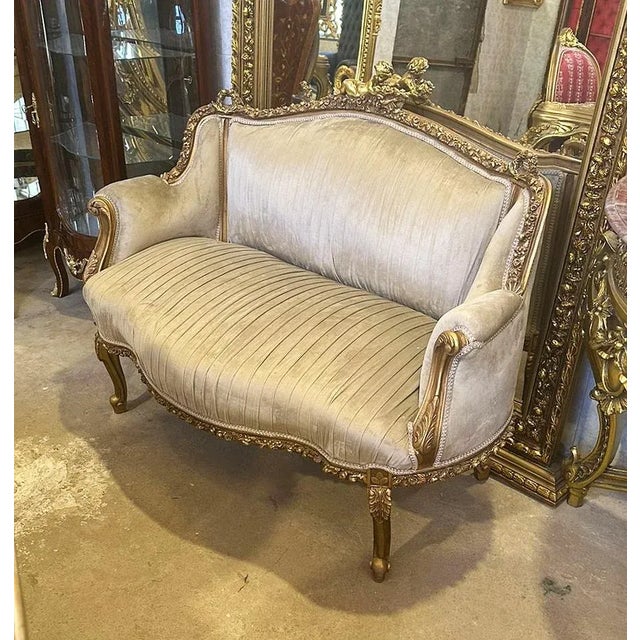 Baroque Baroque Style Beige Sofa With Angel Details Furniture For Sale - Image 3 of 3