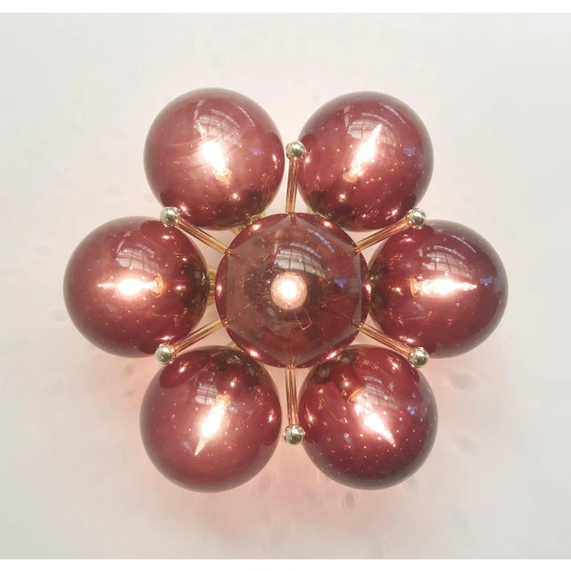 Sakura Polished Brass Amethyst Bubbles Globe Flush Mount by Fabio Ltd For Sale - Image 6 of 6