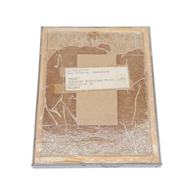 Framed 1973 J. Anderson Styrofoam Relief Print – Limited Edition of 25 in Brushed Chrome For Sale - Image 4 of 5
