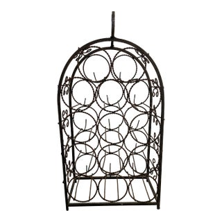 1970s Wrought Iron Tall Wine Rack For Sale