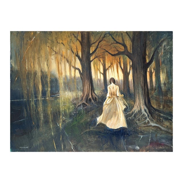 Matthew Paoletti "Untitled" Contemporary Surreal Abstract of a Woman Running Through a Forest, 2021 For Sale - Image 4 of 11