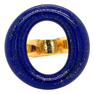 Mid 20th Century Tiffany & Co. Peretti Sevillana Lapis Lazuli 18k Yellow Gold Ring - Size 7 For Sale