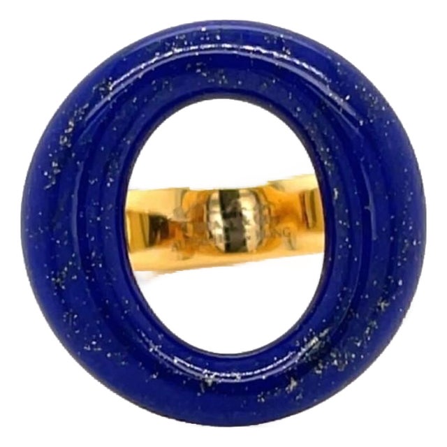 Mid 20th Century Tiffany & Co. Peretti Sevillana Lapis Lazuli 18k Yellow Gold Ring - Size 7 For Sale
