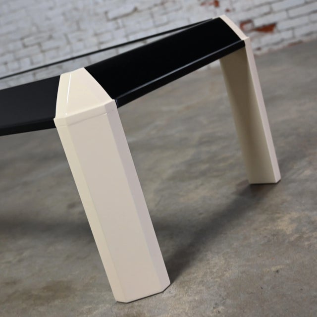 1970-1980’s Modern to Postmodern Coffee Table Off White & Black Painted ...