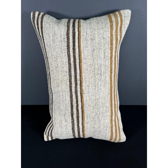 Turkish Hemp Pillow Cushion Natural Beige Brown Pillow Cushion Cover 16" x 24" For Sale - Image 4 of 4