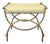 Hollywood Regency Brass Toned Tufted Vinly Curule Vanity Stool For Sale