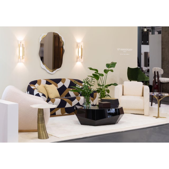 Three Rocks High Side Table in Black Lacquered and Top in Brushed Brass from Insidherland For Sale - Image 12 of 13
