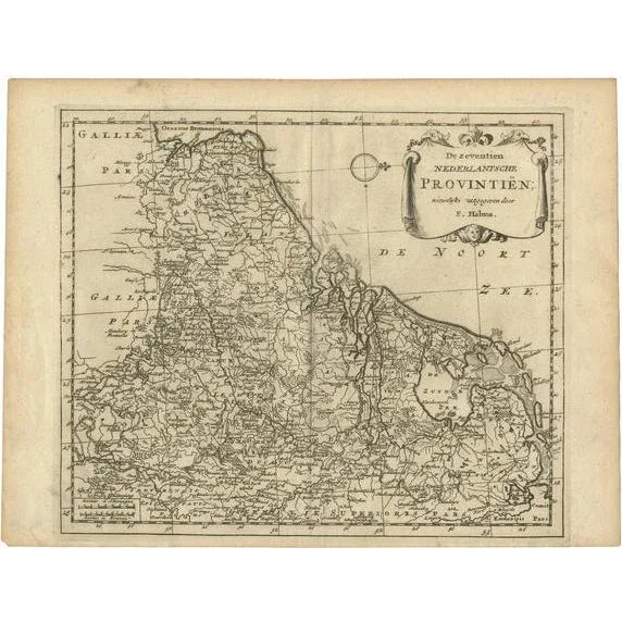 Early 18th Century Antique Map of the 17 Provinces by Halma, 1705 For Sale - Image 5 of 5