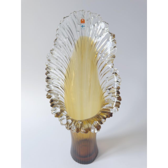 A large fan-form vase designed by Tauno Wirkkala for Humppila, Finland, 1970s. It carries three marks: the base is...