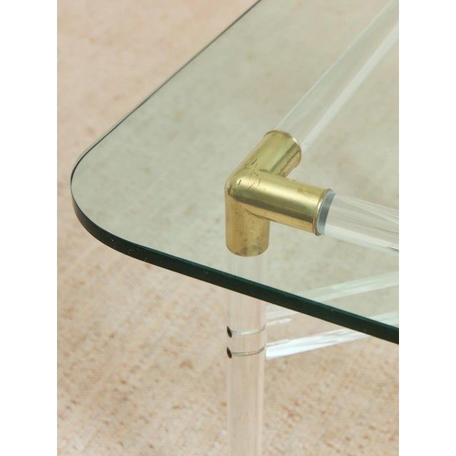 Mid 20th Century Mid 20th Century Tubular Lucite and Brass Italian Game Table Occasional Table For Sale - Image 5 of 10