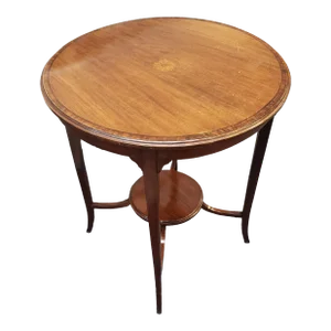 1940s George III Style Patinated Satinwood Inlaid Mahogany Side Table