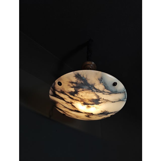 Gray Alabaster Hanging Lamp, 1930s For Sale - Image 8 of 13