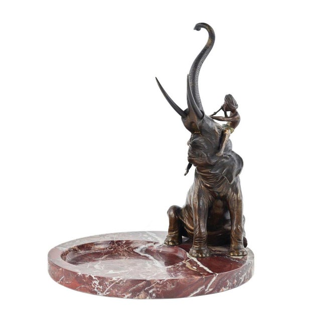 Decorative Dish in Marble with Bronze Elephant by Franz Bergman For Sale - Image 5 of 6