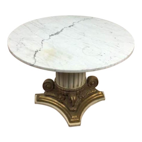 Rococo Style Round Marble Topped Wooden Base Center Table Chairish