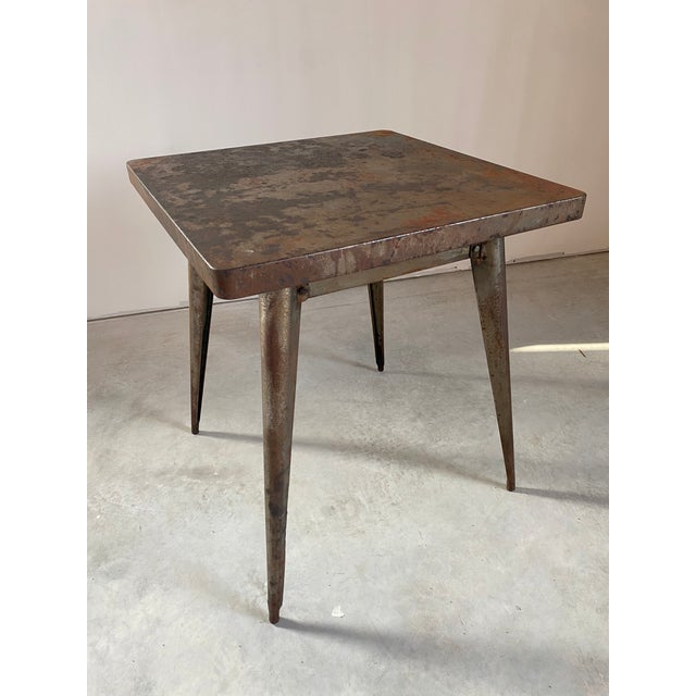 Industrial Steel Square Bistro Table / Desk + Ziggurat Lounge Chair, Set of 2 For Sale - Image 14 of 16