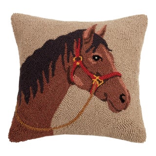 Horse Head Hook Pillow, 16" x 16" For Sale