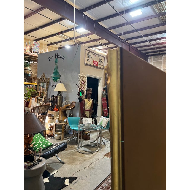 1970s Large Gold Hollywood Regency Standing Floor Mirror For Sale - Image 4 of 4