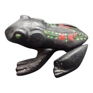 Wilton Vintage Cast Iron Black Frog Match Safe Trinket Box Hinged For Sale