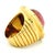 Contemporary Vintage Italian 18k Gold Carved Rubellite Tourmaline Diamond Bombe Ring, Size 7 For Sale - Image 3 of 10