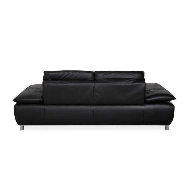 Koinor Volare Two-Seater Leather Sofa Black Couch Manual Function For Sale - Image 10 of 12