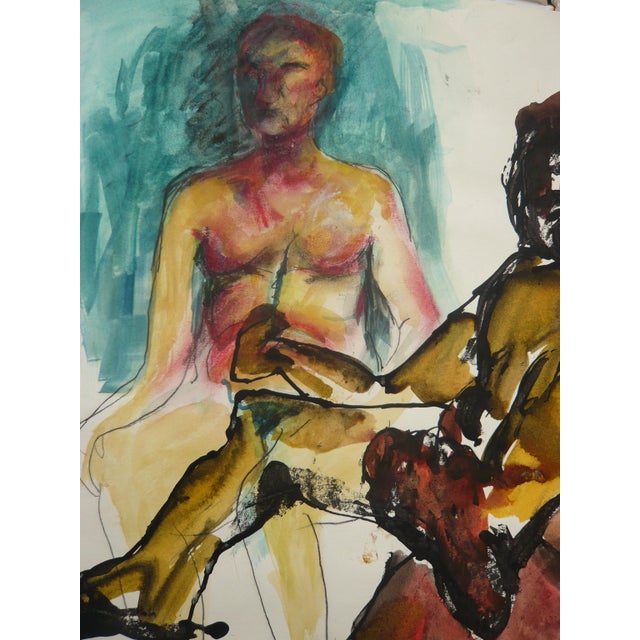 Figurative "Boyfriends" Modern Drawing on Paper by Martha Holden For Sale - Image 3 of 5
