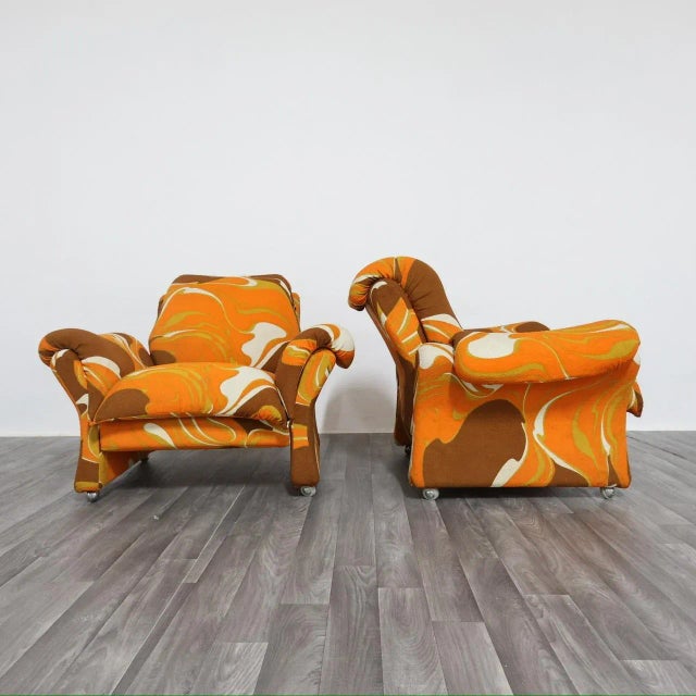 Textile Ionica Lounge Chairs by Guarnacci, Padovano, and Vagnoni for 1P, 1970s, Set of 2 For Sale - Image 7 of 18