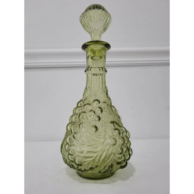 Glass Vintage Avocado Green Fruit Bottle Decanter For Sale - Image 7 of 9