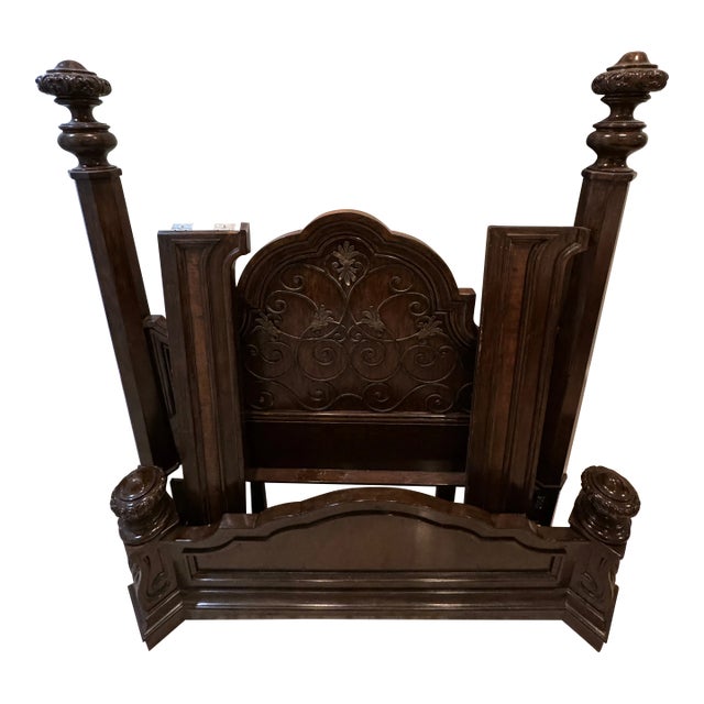 Marge Carson Segovia Collection King Bed Frame With Iron Grills For Sale