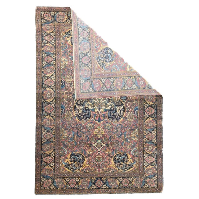 Late 19th Century Antique Tehran Rug 4'8'' x 6'10'' For Sale - Image 5 of 12