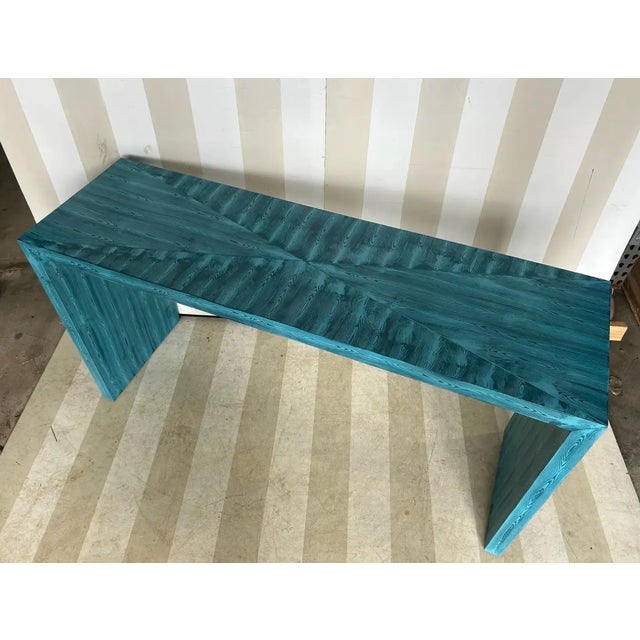 Emily Waterfall Console Table by Fabulous Things in Absolute Blue Faux Bois For Sale In Richmond - Image 6 of 6