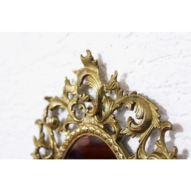 Brass Mirror with Candleholder, 1960s For Sale - Image 9 of 12