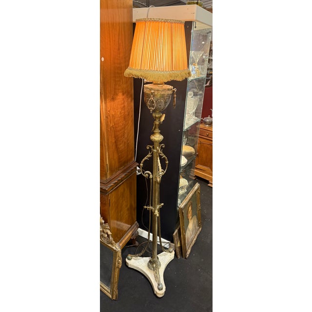 Metal Napoleon III Floor Lamp in Brass For Sale - Image 7 of 8