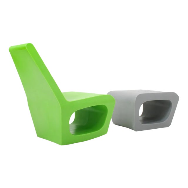 Set of Jellyfish Rocking Chair & Ottoman or Table by Wiel Arets for Quinze & Milan For Sale