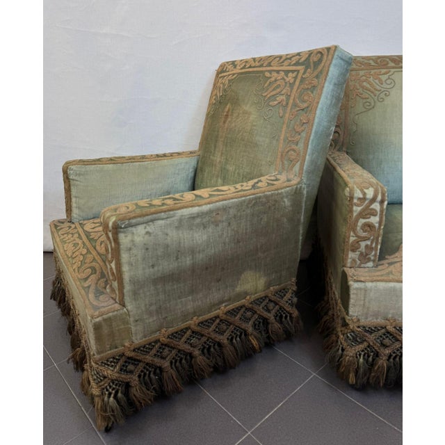 Armchairs in Silk Velvet and Embroidery, Set of 2 For Sale - Image 17 of 18