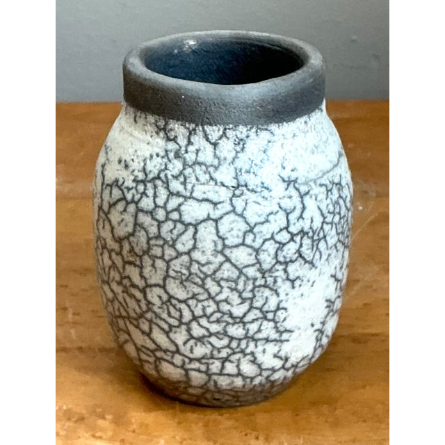 White Vintage Crackle Glazed Ceramic Vase For Sale - Image 8 of 12