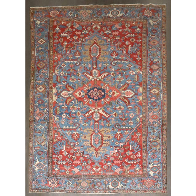 Early 20th Century Antique Zabihi Collection Persian Heriz Rug - 9'2" x 13' For Sale In New York - Image 6 of 12