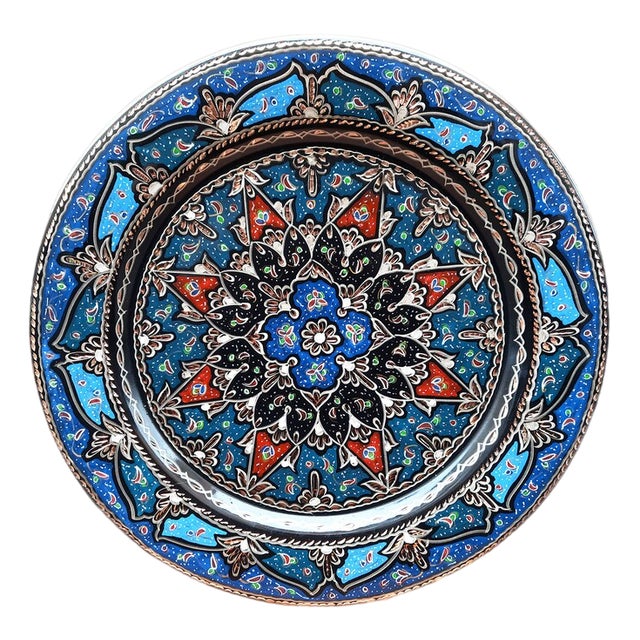 Hand Carved Flower Design Copper Tray For Sale